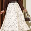 Belted Polka Dot Chiffon Skirt Beige