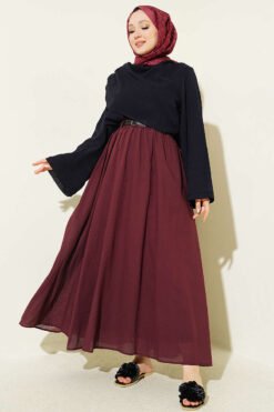 Vista alternativa de Belted Voile Skirt Burgundy