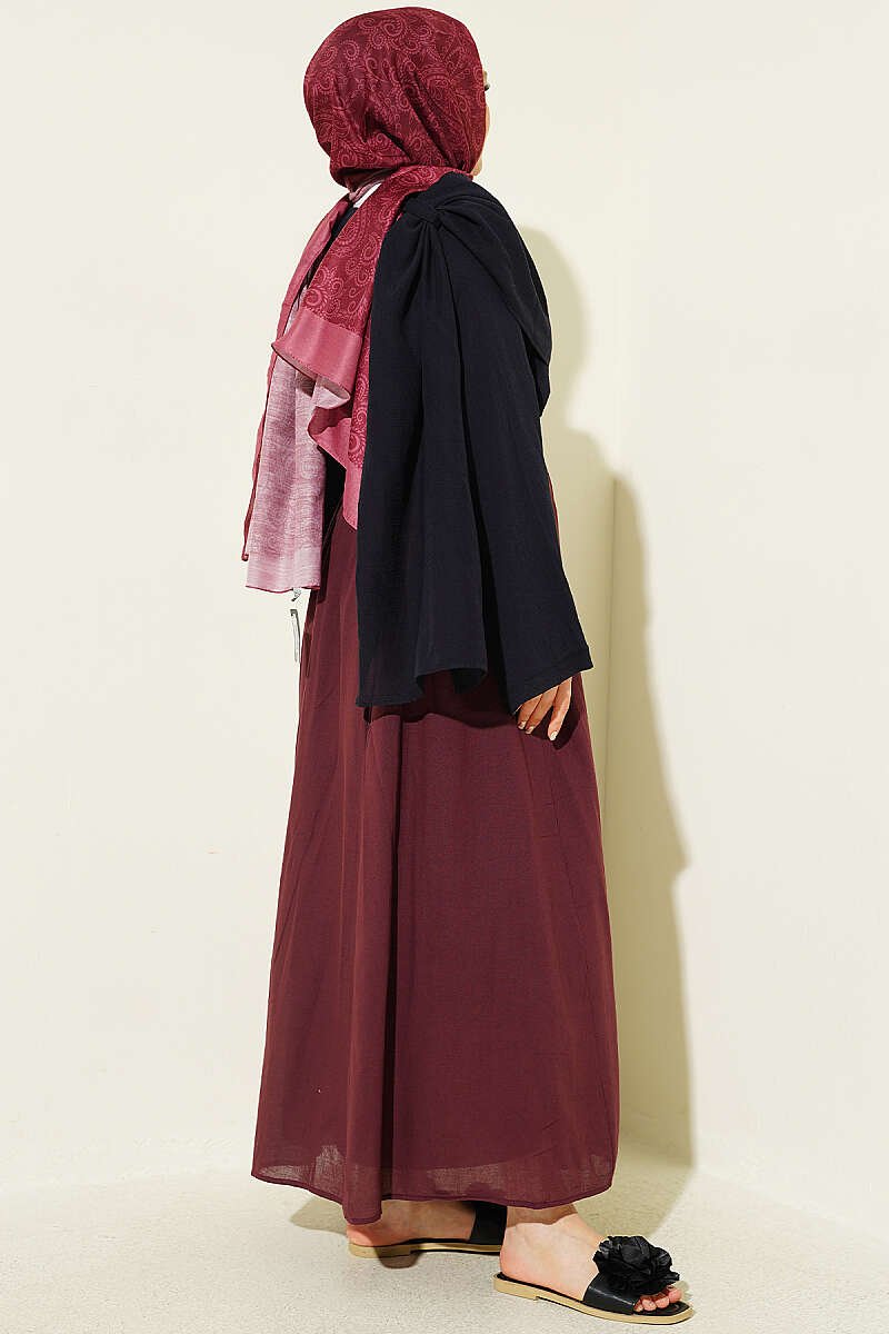 Belted Voile Skirt Burgundy - immagine 3