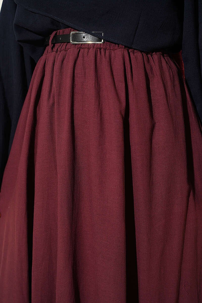 Belted Voile Skirt Burgundy - immagine 4