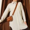 Self-Striped Shirt Beige wholesale shirt - Hicabistan Turkey factory