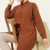Self-Striped Shirt Brown