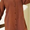 Self-Striped Shirt Brown wholesale shirt view 4 - Hicabistan Turkey factory