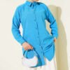 Self-Striped Shirt Blue