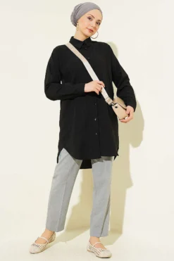 Alternative view of Self-Striped Shirt Black