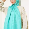 Intersection Pattern Jacquard Shawl Turquoise - Image 2