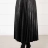 Pleated A-Line Leather Skirt Black - immagine 2