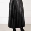 Pleated A-Line Leather Skirt Black - immagine 3
