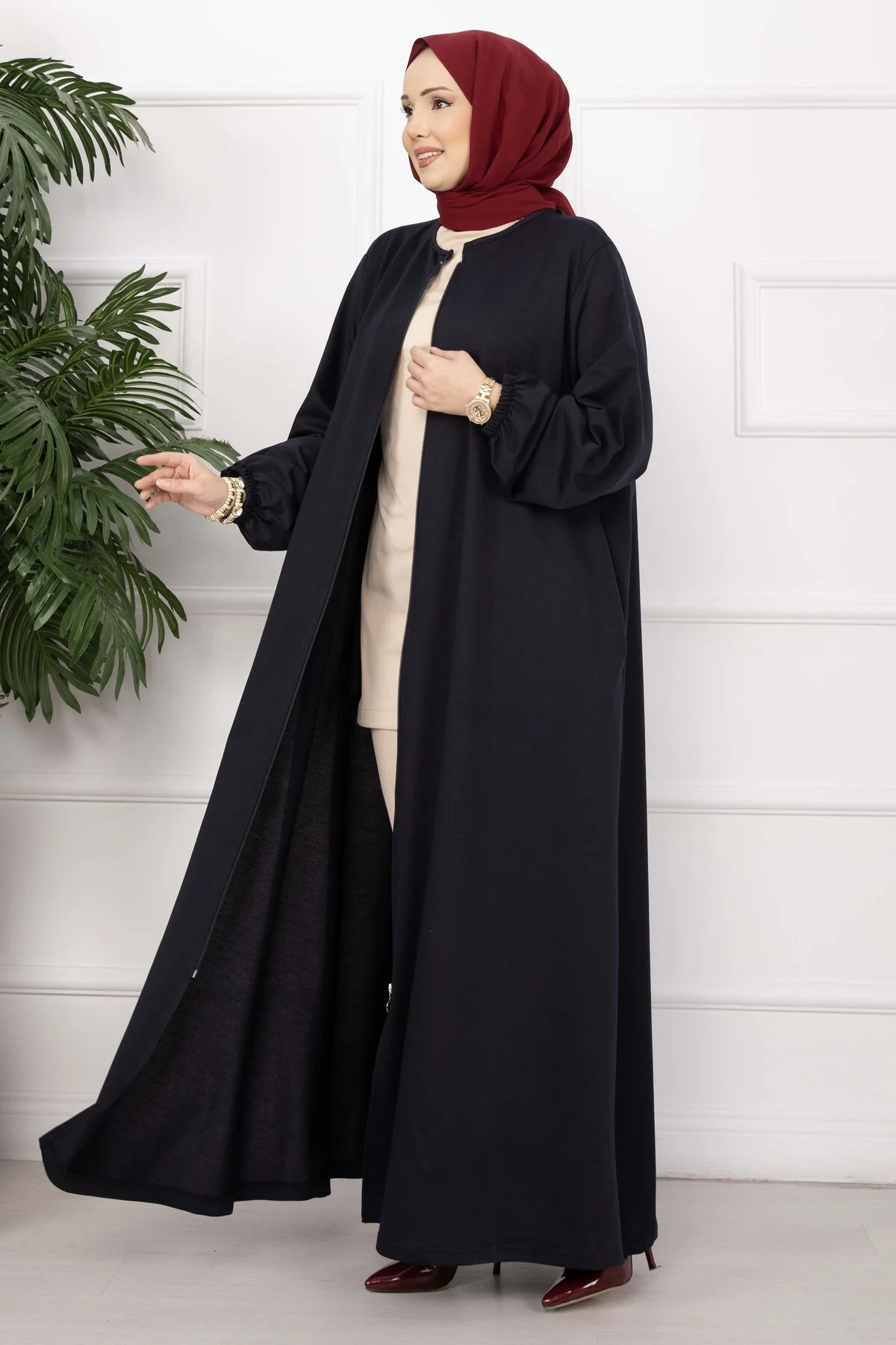 Classic Zippered Ferace Navy Blue – Image 3