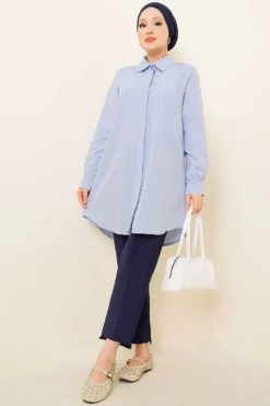 Alternative view of Classic Collar Oval Cut Shirt Blue
