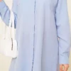 ⁦Classic Collar Oval Cut Shirt Blue⁩ - الصورة ⁦4⁩