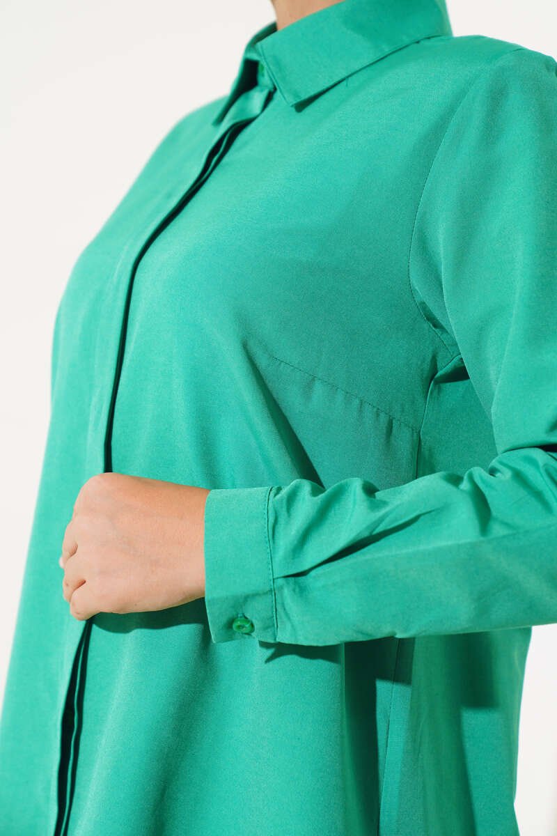 Classic Collar Oval Cut Shirt Green – Bild 4