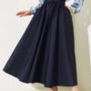 Flared Taffeta Skirt Navy Blue