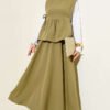 Side Tied Skirt Set with Sleeve Detail