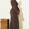 Sleeve Pleated Gold Button Two-Piece Set Brown - Image 3