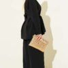 Sleeve Pleated Gold Button Two-Piece Set Black - Image 3