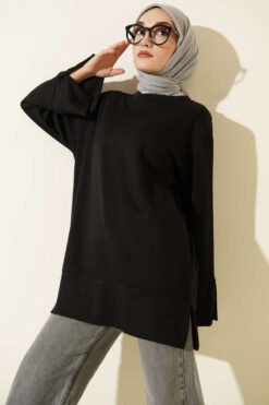 Side Slit Tunic Black