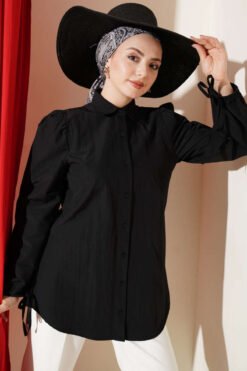 Shirt with Tie Detail Black