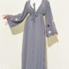 Embroidered Sleeve Abaya Grey
