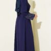 Abaya with Pearl Embellished Sleeves Navy Blue - Imagen 3