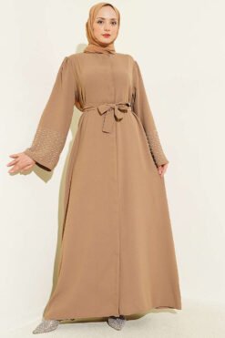 Abaya with Pearl Embellished Sleeves