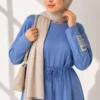 Arm Patch Belted Loisha Dress Baby Blue - Image 4