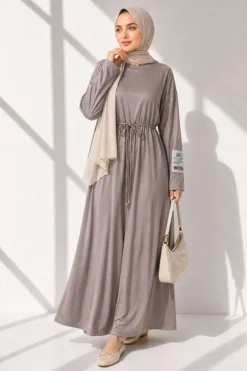 Arm Patch Belted Loisha Dress Beige