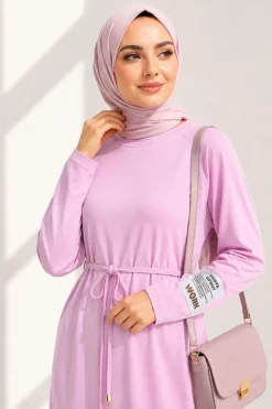 Arm Patch Belted Loisha Dress Pink
