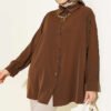 Batwing Sleeve Oversized Shirt with Necklace