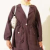 Wrap Neck Belted Tunic Set Brown – Bild 2