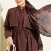 Wrap Neck Belted Tunic Set Brown – Bild 5