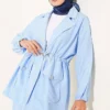 Wrap Neck Belted Tunic Set Blue – Bild 2