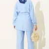 Wrap Neck Belted Tunic Set Blue – Bild 3