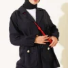 Wrap Neck Belted Tunic Set Black - Imagen 2