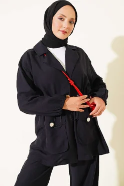 Alternative view of Wrap Neck Belted Tunic Set Black