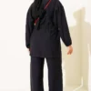 Wrap Neck Belted Tunic Set Black - Imagen 3