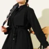 Wrap Neck Belted Tunic Set Black - Imagen 5