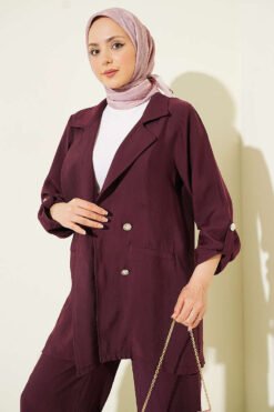 Vista alternativa de Buttoned Modal Two-Piece Set Plum
