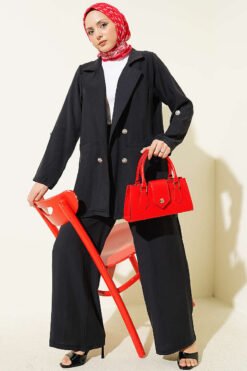 Vista alternativa de Buttoned Modal Two-Piece Set Black