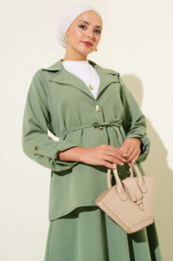 منظر بديل لـ Double Set with Gold Button and Wrap Collar Gold