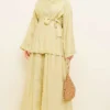 Belted Self-Patterned Two-Piece Set
