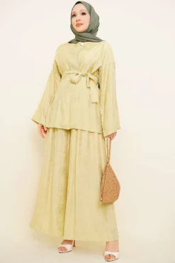 Belted Self-Patterned Two-Piece Set