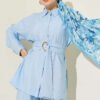 Fabric Gold Buckle Two-Piece Set Baby Blue - Image 2