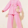 Fabric Gold Buckle Two-Piece Set Pink