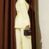 Fabric Gold Buckle Two-Piece Set Yellow wholesale clothing set view 3 - Hicabistan Turkey factory