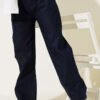 Belted High-Waisted Denim Pants