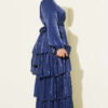 Belted Tiered Evening Dress Navy Blue en gros dress view 3 - Hicabistan usine Turquie