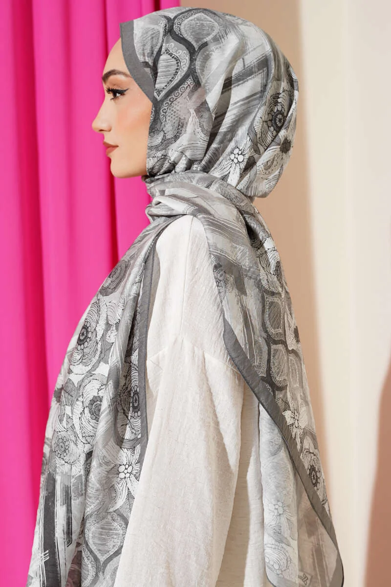 Lalezar Pattern Modal Shawl Grey - Imagen 3