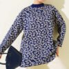 Leopard Print Knit Tunic Navy Blue