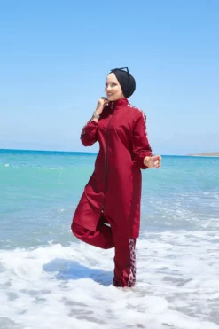 Leopard Trim Modest Swimwear